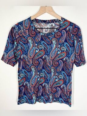Winter Silks Paisley Print Top Size XS Silk Cotton Lightweight Base Layer